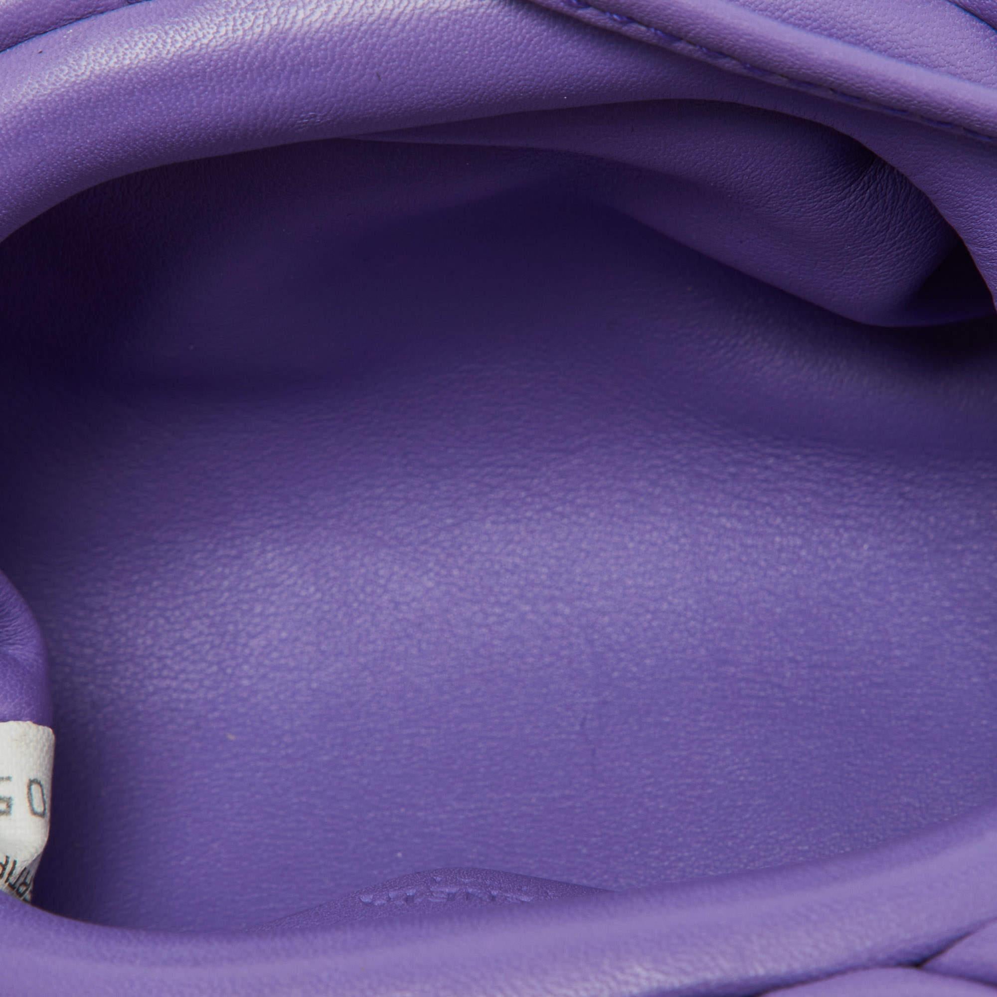 Bottega Veneta Purple Leather The Pouch Coin Purse For Sale 2