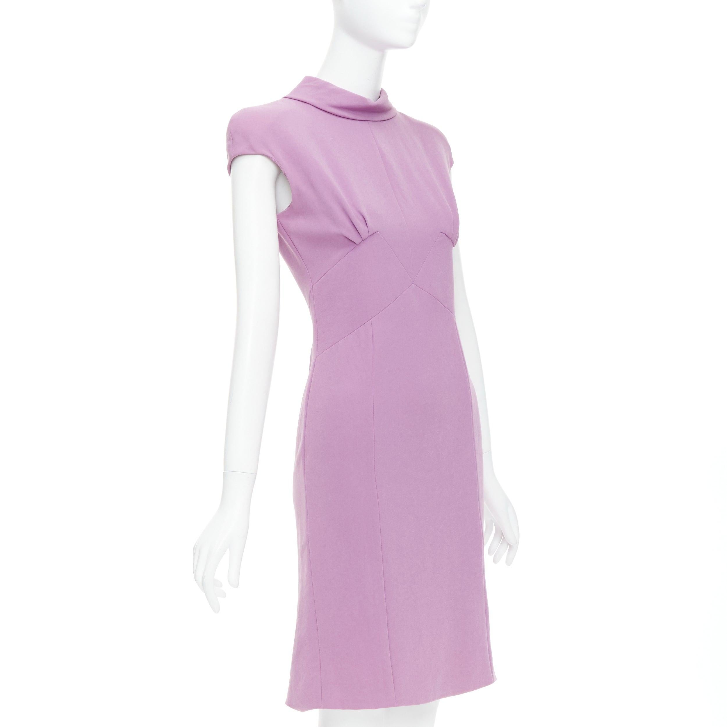 Purple BOTTEGA VENETA purple mock neck cap sleeve ruched shift dress IT38 XS
