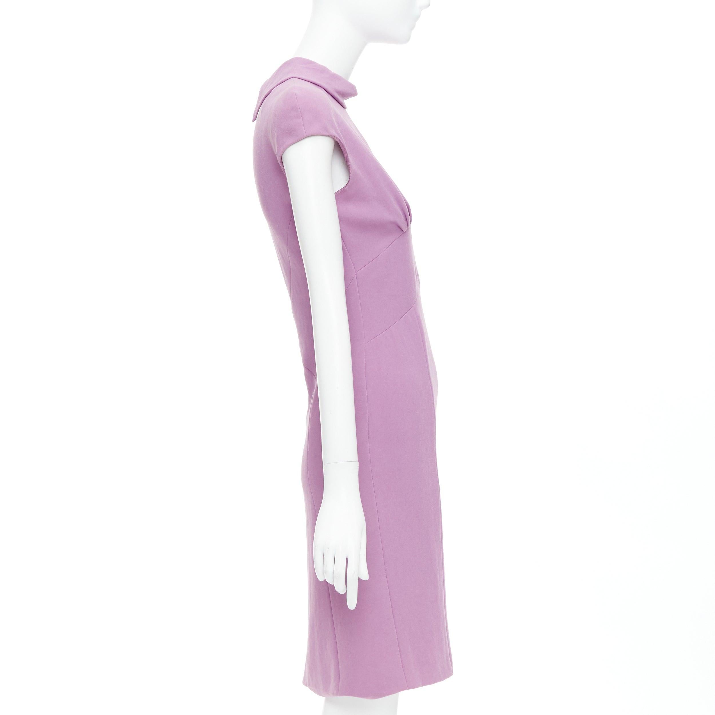 BOTTEGA VENETA purple mock neck cap sleeve ruched shift dress IT38 XS In Good Condition In Hong Kong, NT