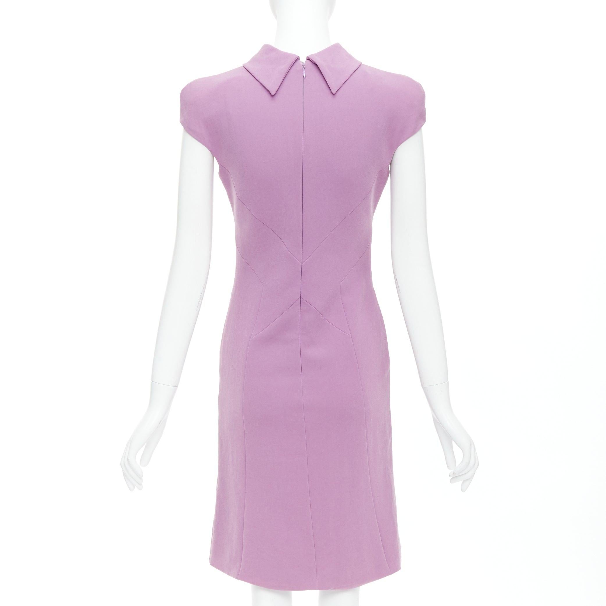 Women's BOTTEGA VENETA purple mock neck cap sleeve ruched shift dress IT38 XS