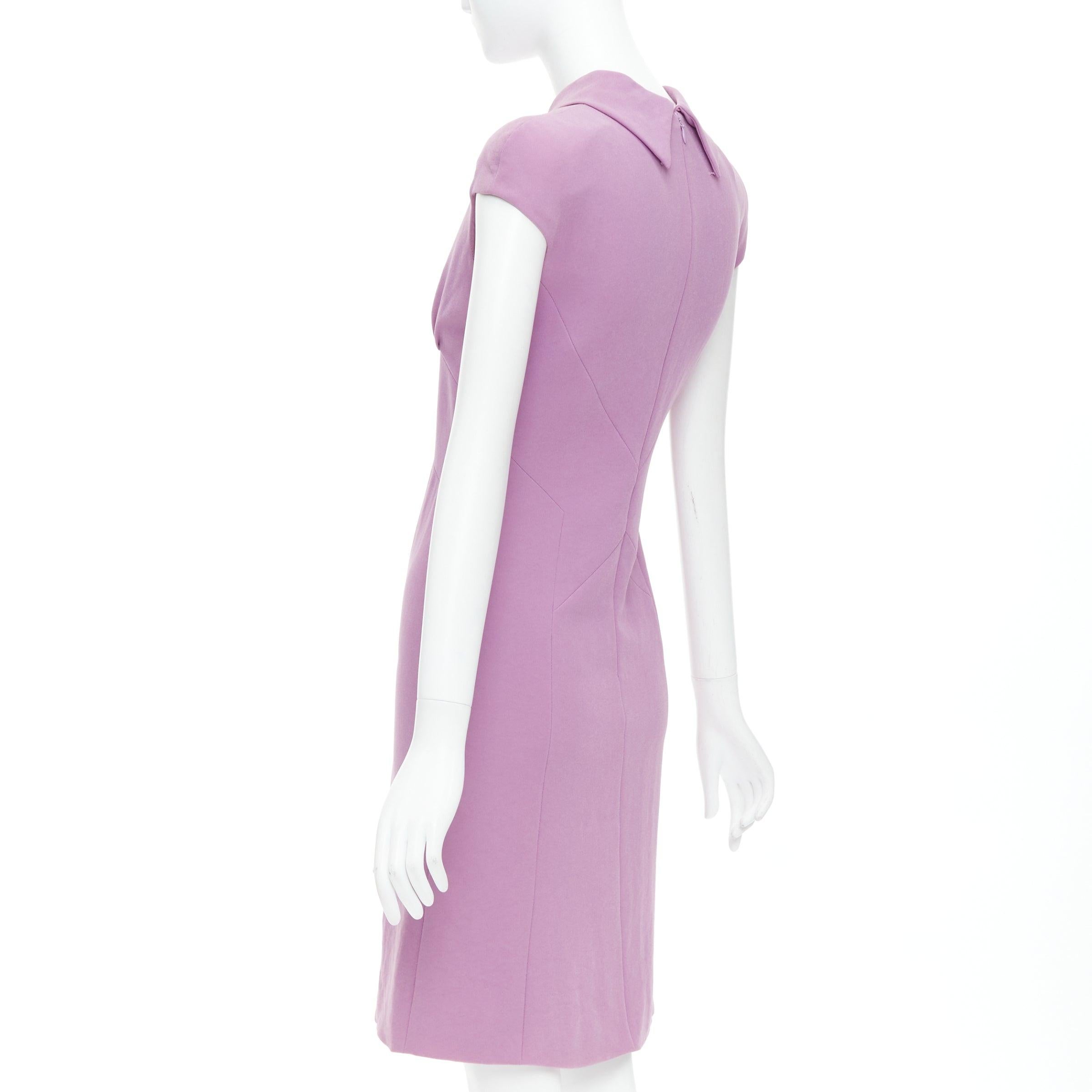 BOTTEGA VENETA purple mock neck cap sleeve ruched shift dress IT38 XS 1