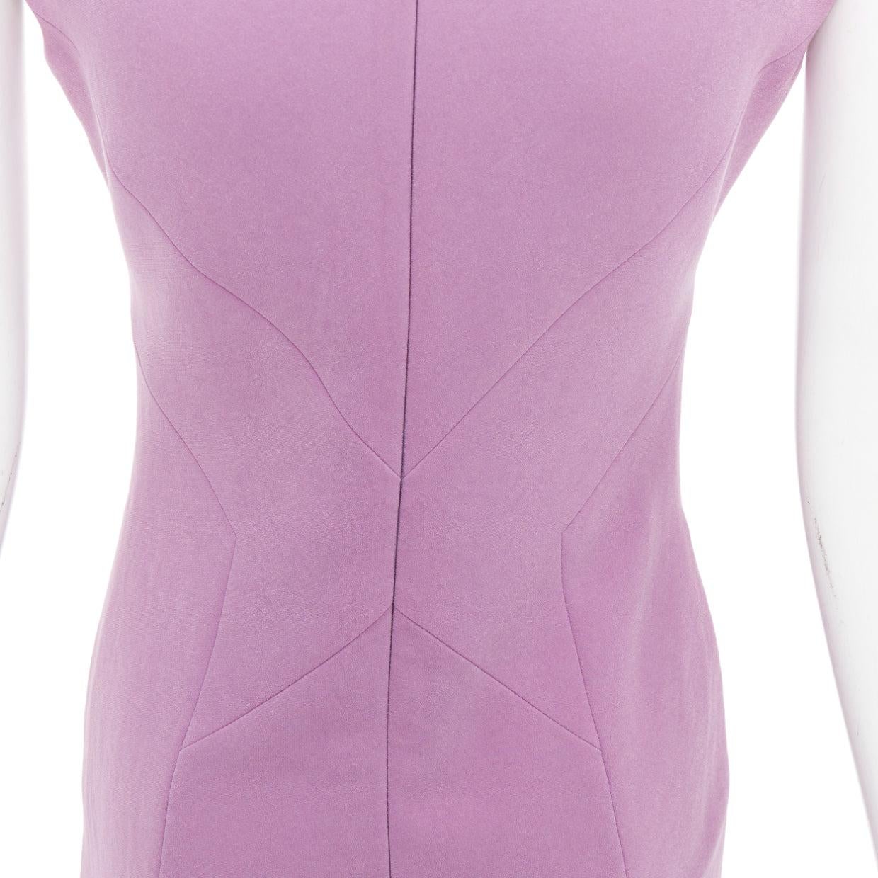BOTTEGA VENETA purple mock neck cap sleeve ruched shift dress IT38 XS 2