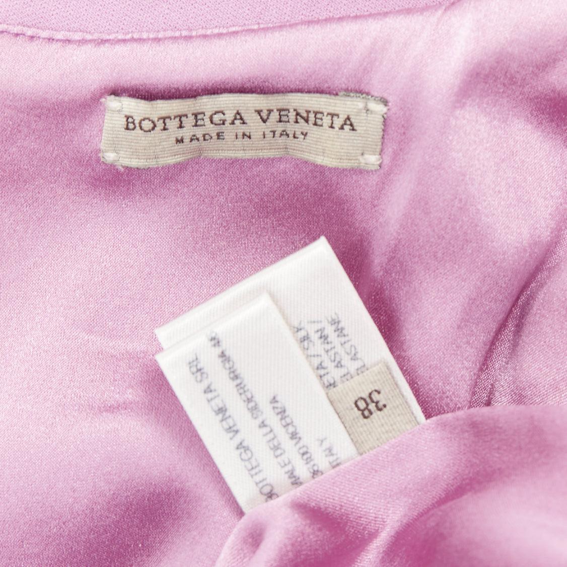BOTTEGA VENETA purple mock neck cap sleeve ruched shift dress IT38 XS 3