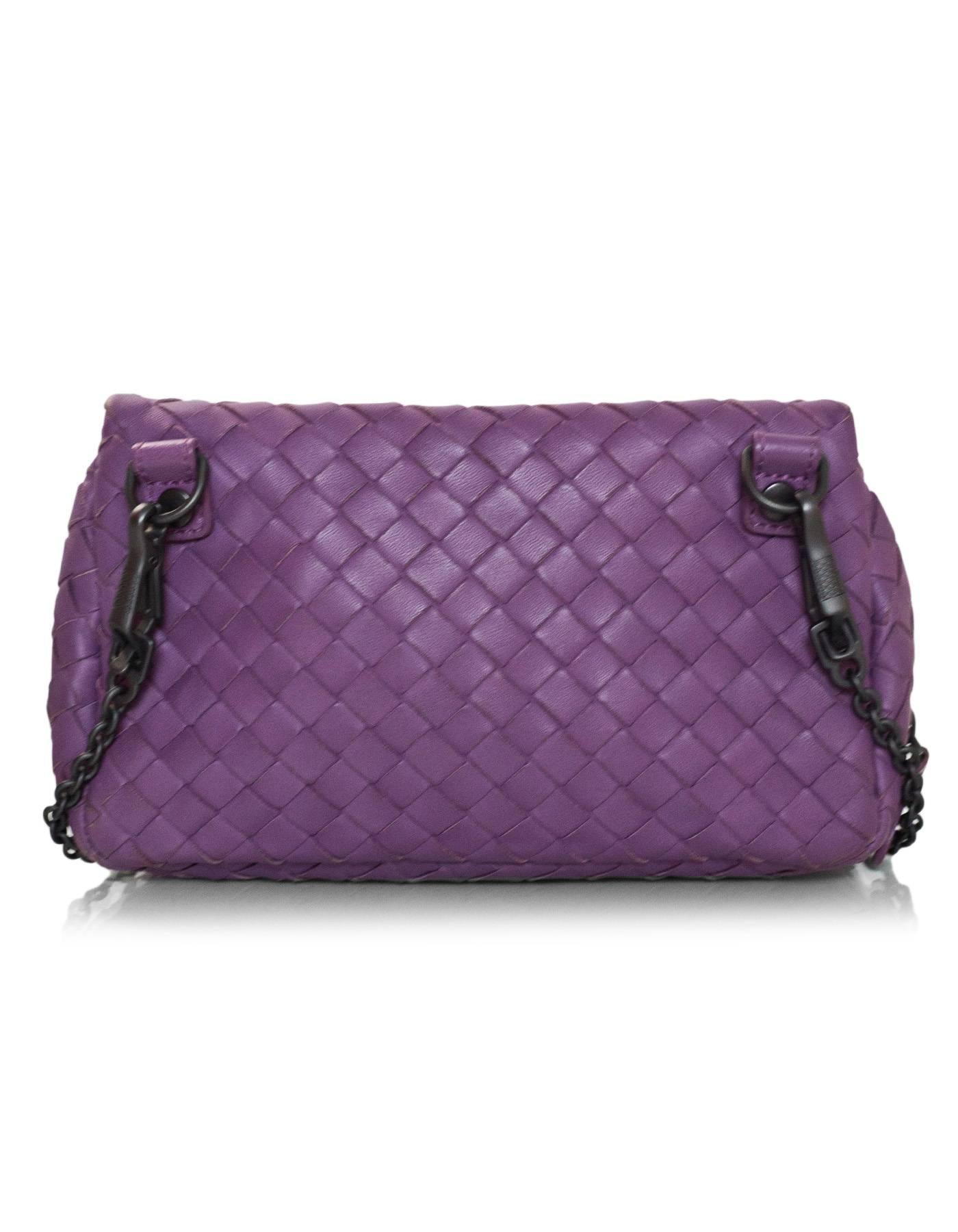 Bottega Veneta Purple Nappa Intrecciato Small Chain Crossbody Bag rt. $1, 380 In Excellent Condition In New York, NY