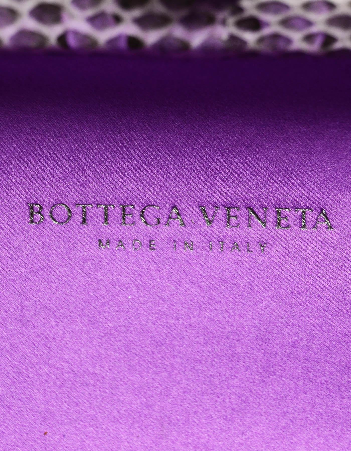Women's Bottega Veneta Purple Satin Intrecciato Impero & Ayers Snakeskin Knot Clutch Bag