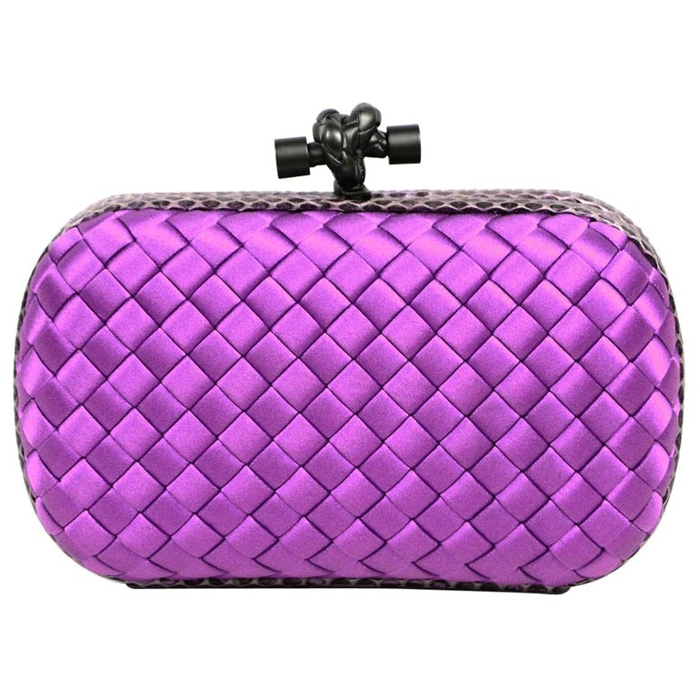 Bottega Veneta Intrecciato Knot Clutch - Purple Clutches, Handbags