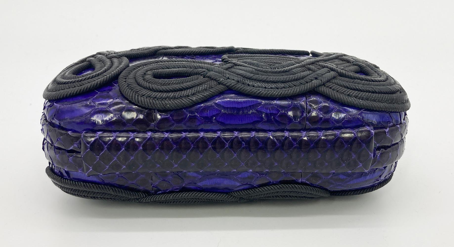 Women's Bottega Veneta Purple Snakeskin Knot Clutch