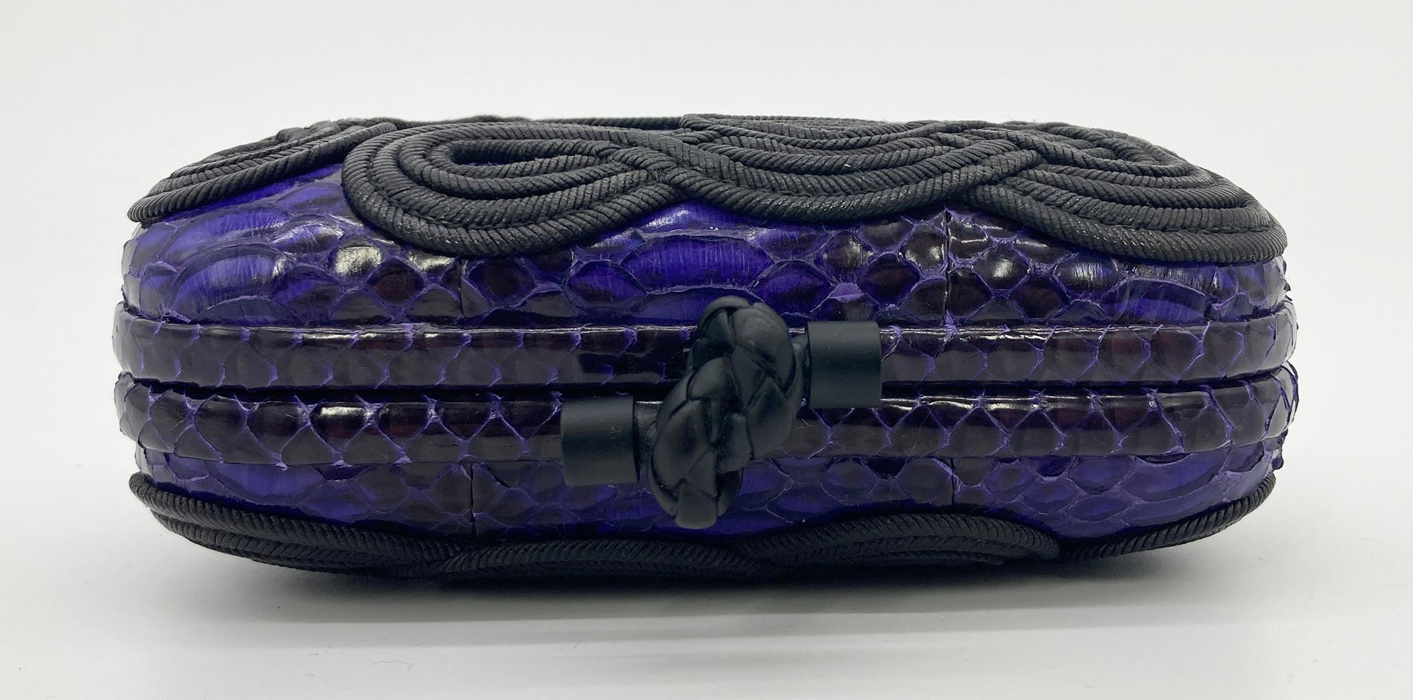 Bottega Veneta Purple Snakeskin Knot Clutch 1