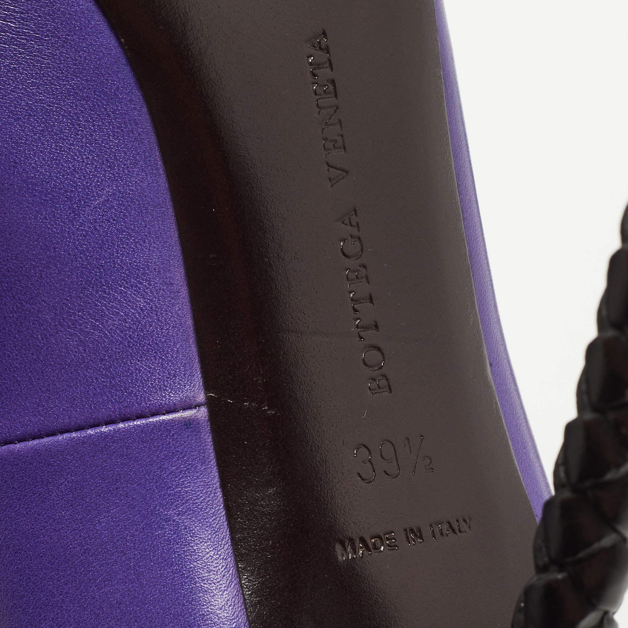 Bottega Veneta Purple Suede Peep Toe Pumps Size 39.5 For Sale 3