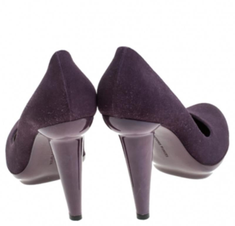 Noir Escarpins à plateforme en daim violet Bottega Veneta, taille 38,5 en vente