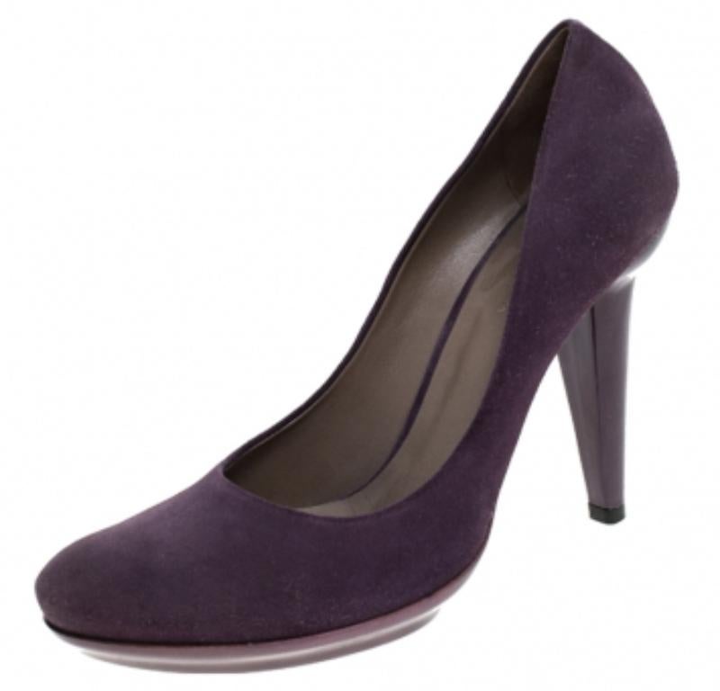Escarpins à plateforme en daim violet Bottega Veneta, taille 38,5 en vente 1