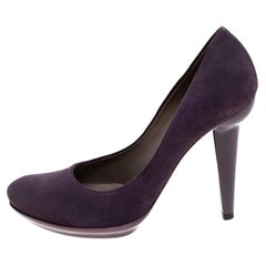Bottega Veneta Purple Suede Platform Pumps Size 38.5