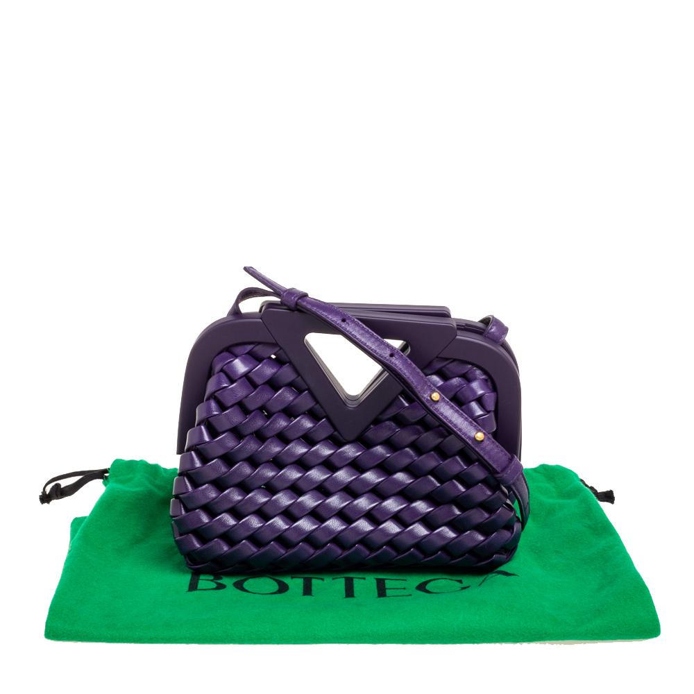 Bottega Veneta Purple Woven Leather Point Shoulder Bag 6