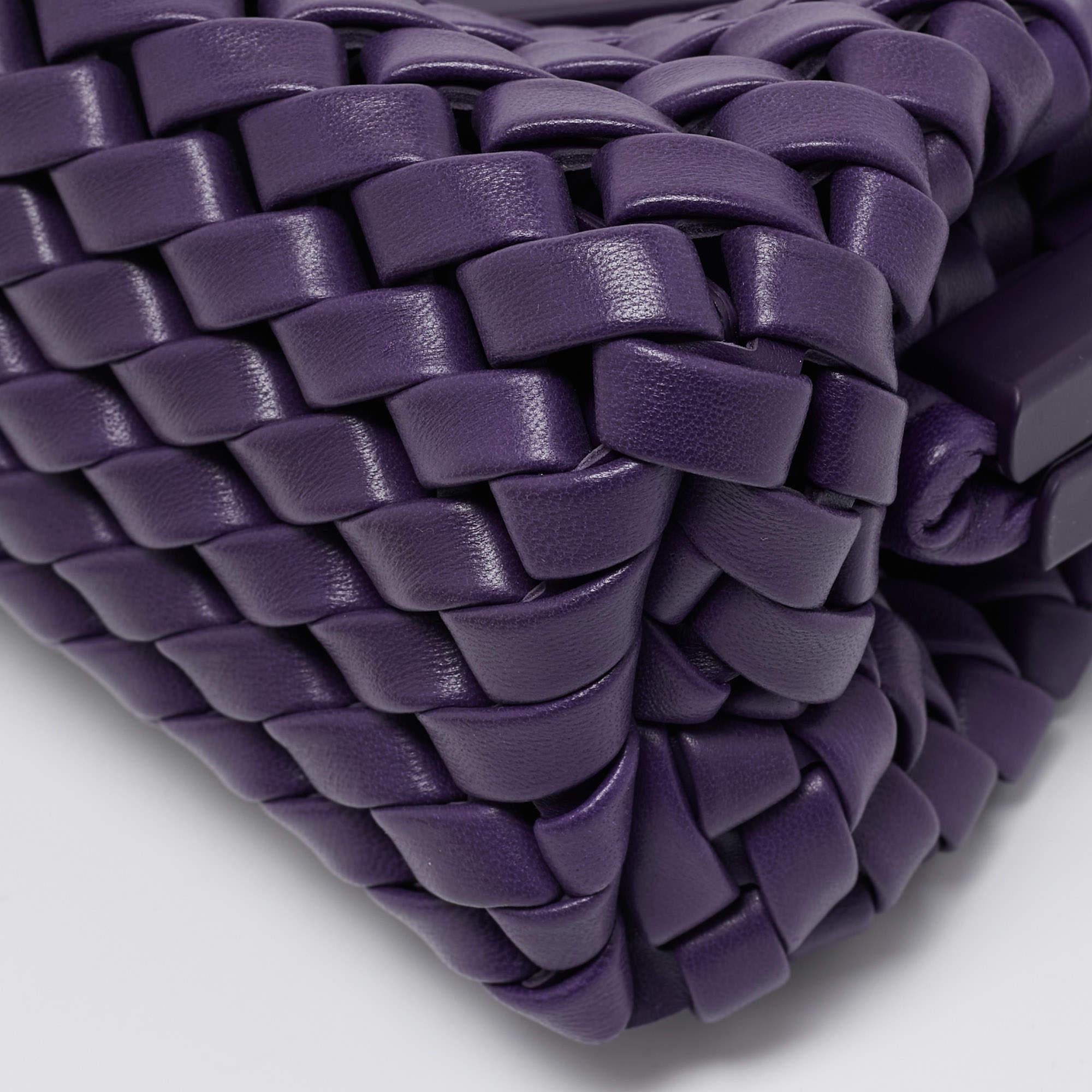 Bottega Veneta Purple Woven Leather Point Shoulder Bag 7