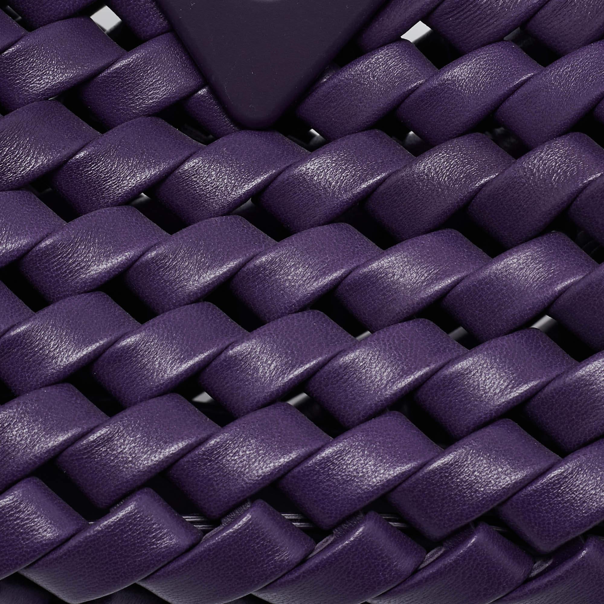 Bottega Veneta Purple Woven Leather Point Shoulder Bag 8