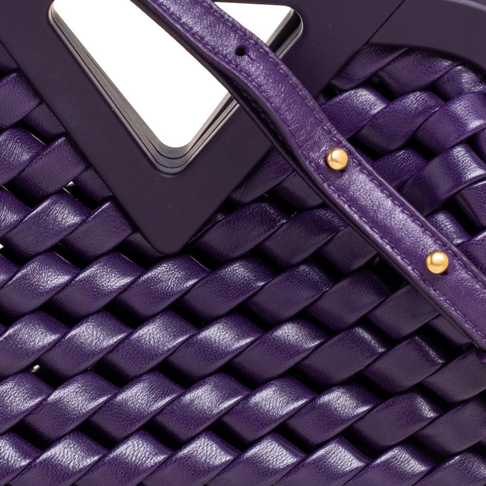 Bottega Veneta Purple Woven Leather Point Shoulder Bag 1