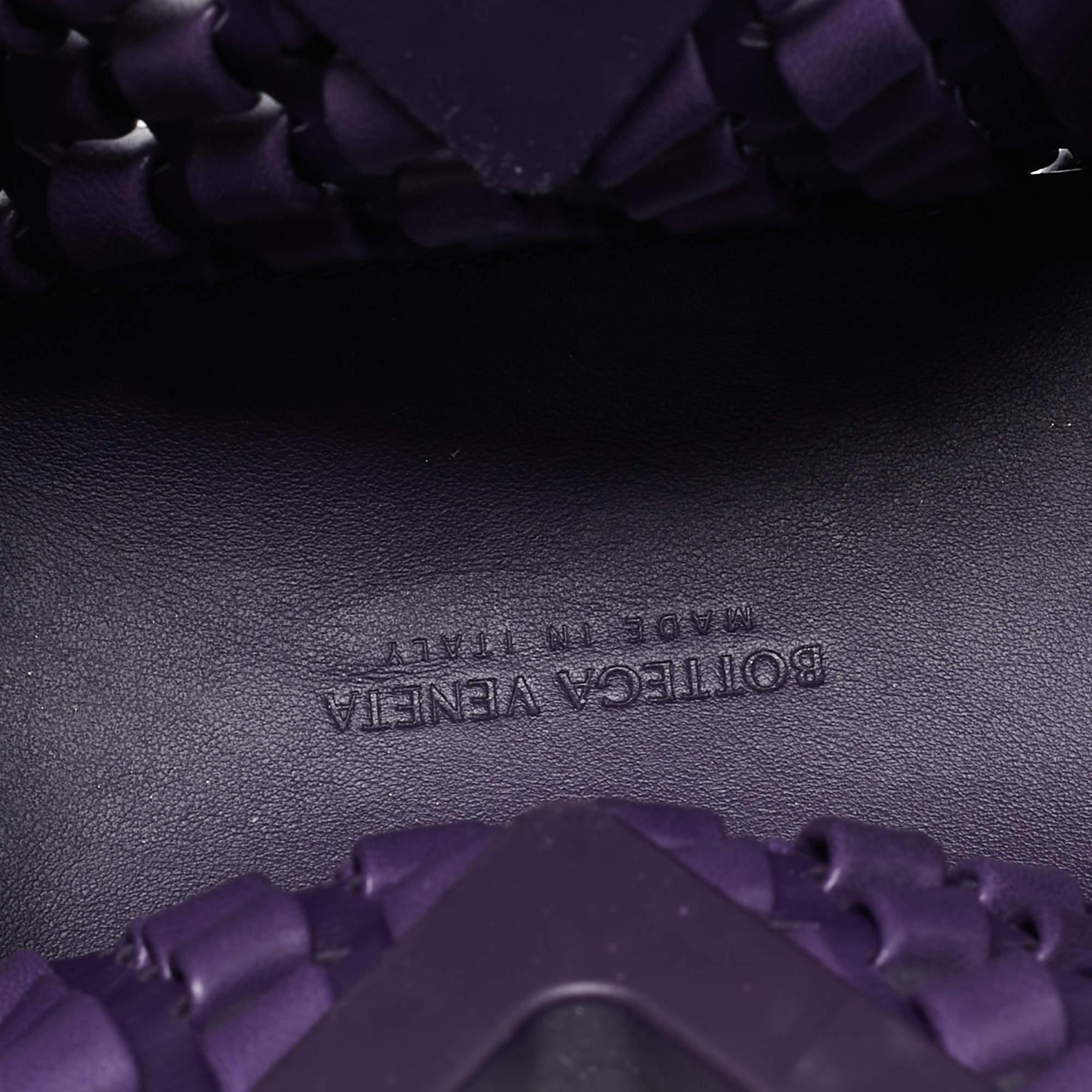 Bottega Veneta Purple Woven Leather Point Shoulder Bag 2