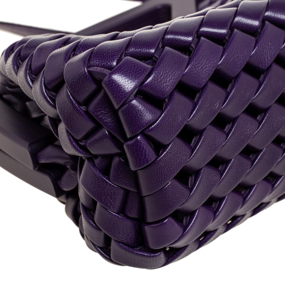 Bottega Veneta Purple Woven Leather Point Shoulder Bag 3