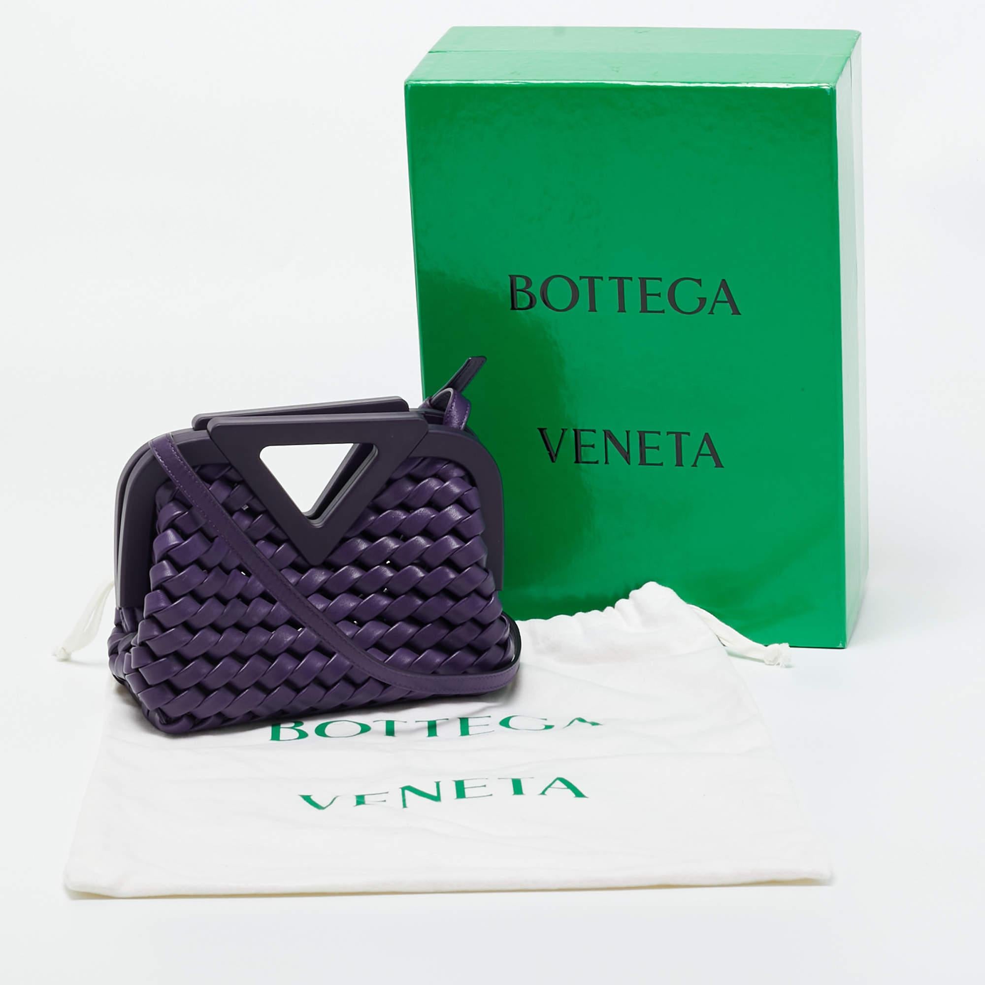 Bottega Veneta Purple Woven Leather Point Shoulder Bag 4