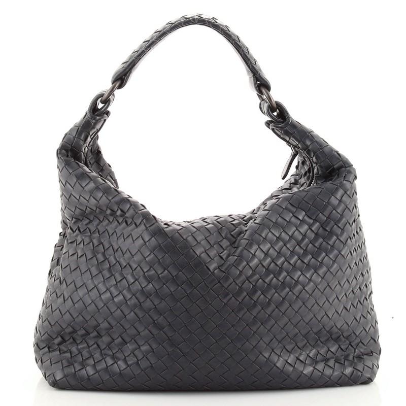 Bottega Veneta Pyramide Hobo Intrecciato Nappa Medium (Schwarz)