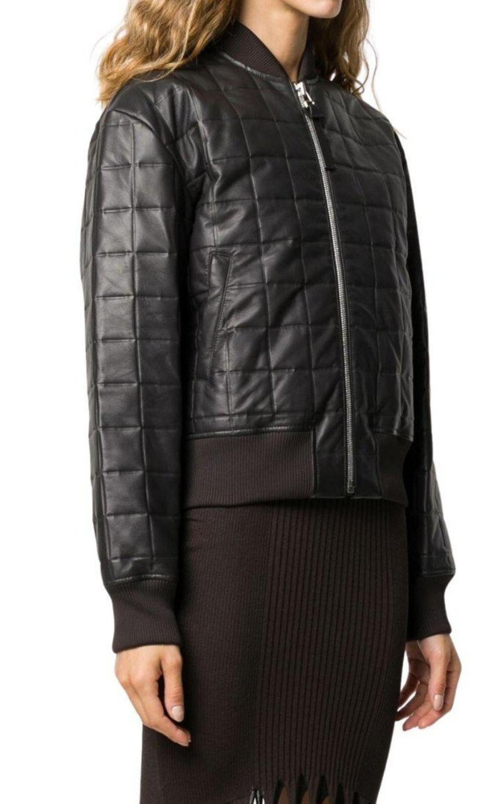 Bottega Veneta Gesteppte Bomberjacke aus Leder IT40 (Schwarz) im Angebot
