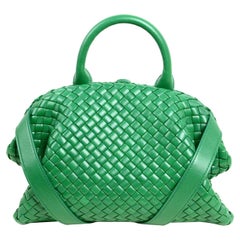 Bottega Veneta Racing Green The Handle Small Intrecciato Leather Bag rt $3, 750