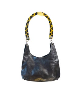 Bottega Veneta Rara borsa a spalla anni '90 in pelle nera con manico in lucite tartarugata