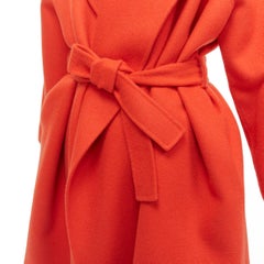 BOTTEGA VENETA red 100% double face cashmere shawl collar belted coat IT38 XS