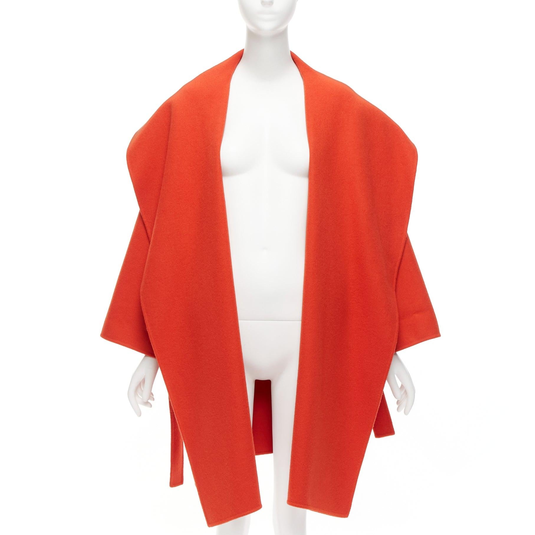Red BOTTEGA VENETA red 100% double face cashmere shawl collar belted coat IT38 XS For Sale