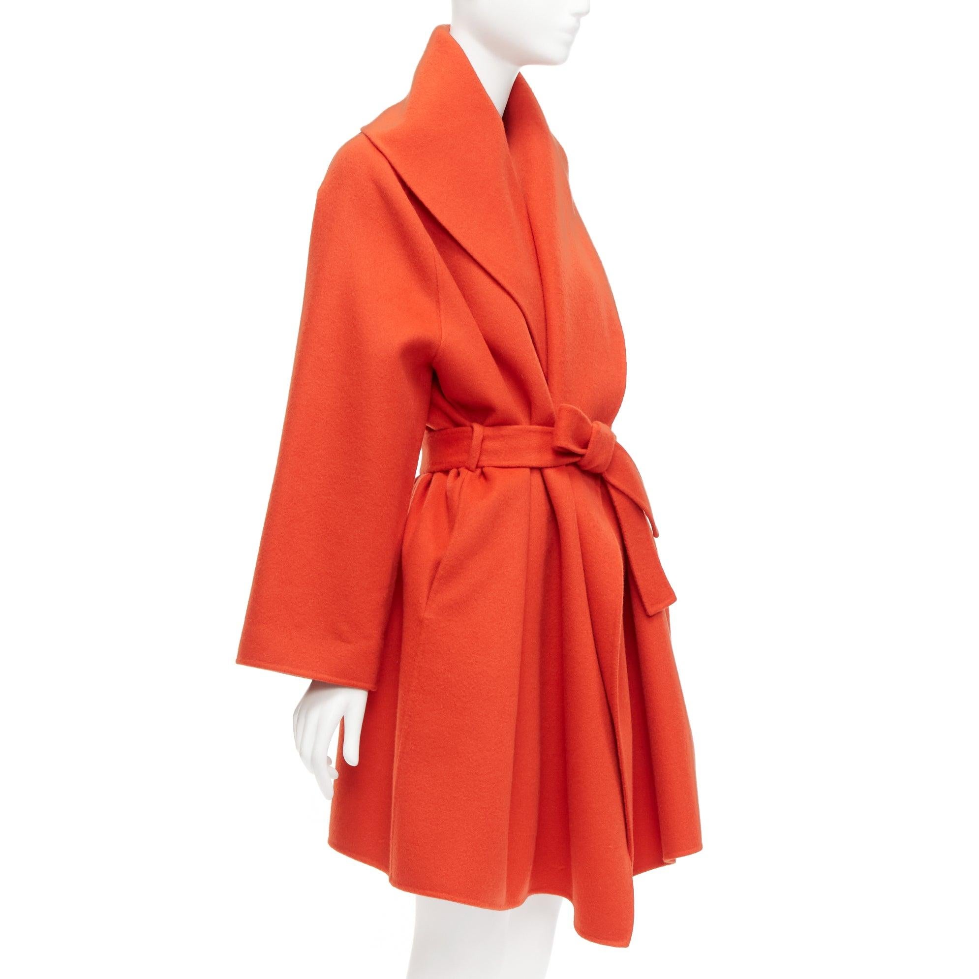 BOTTEGA VENETA red 100% double face cashmere shawl collar belted coat IT38 XS In Excellent Condition For Sale In Hong Kong, NT
