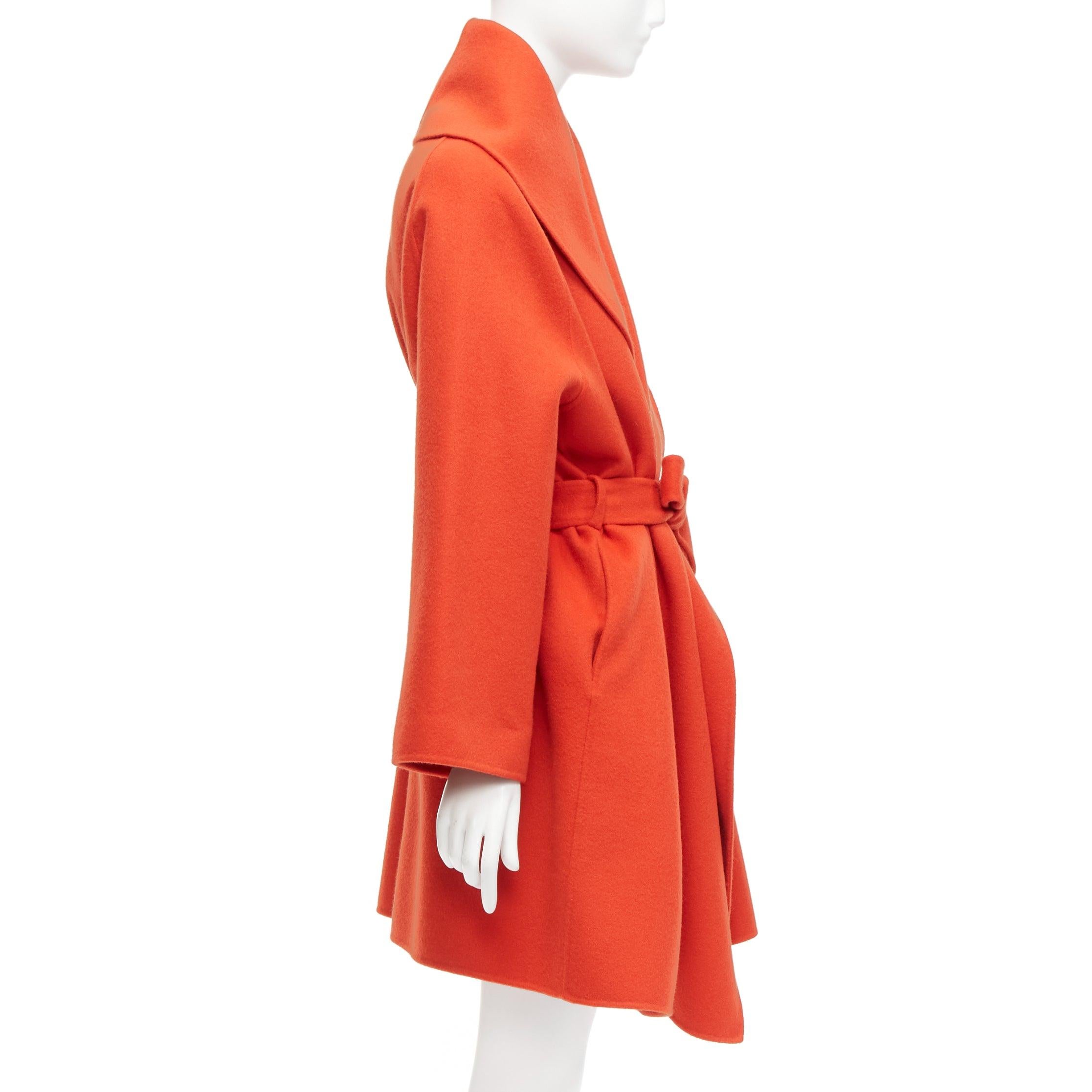 Women's BOTTEGA VENETA red 100% double face cashmere shawl collar belted coat IT38 XS For Sale