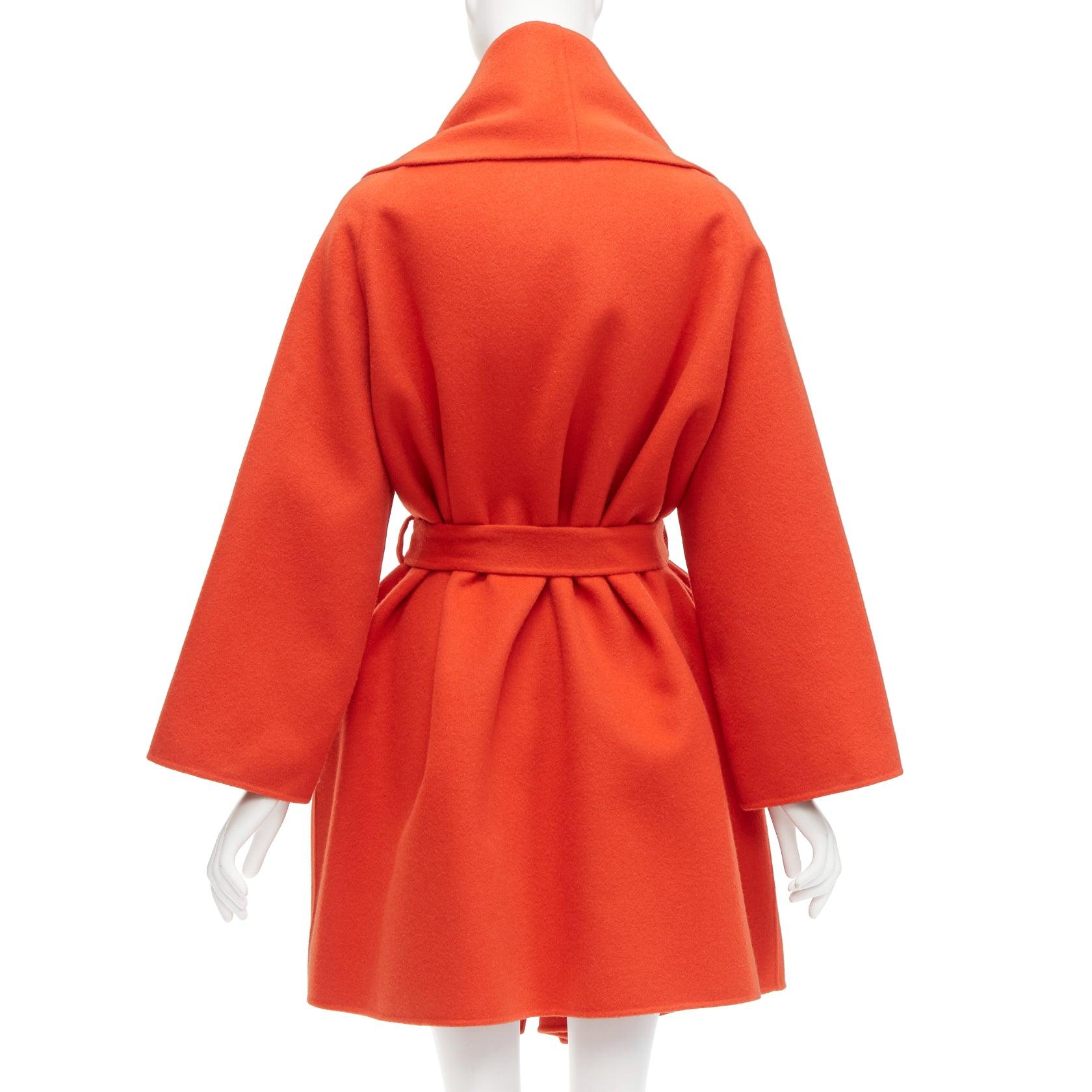BOTTEGA VENETA red 100% double face cashmere shawl collar belted coat IT38 XS For Sale 1