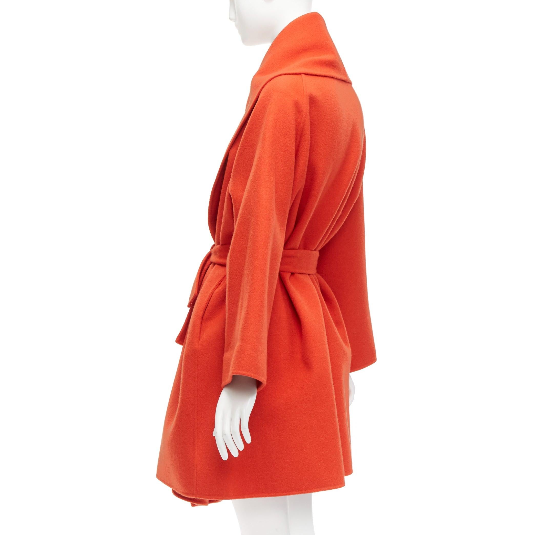 BOTTEGA VENETA red 100% double face cashmere shawl collar belted coat IT38 XS For Sale 2