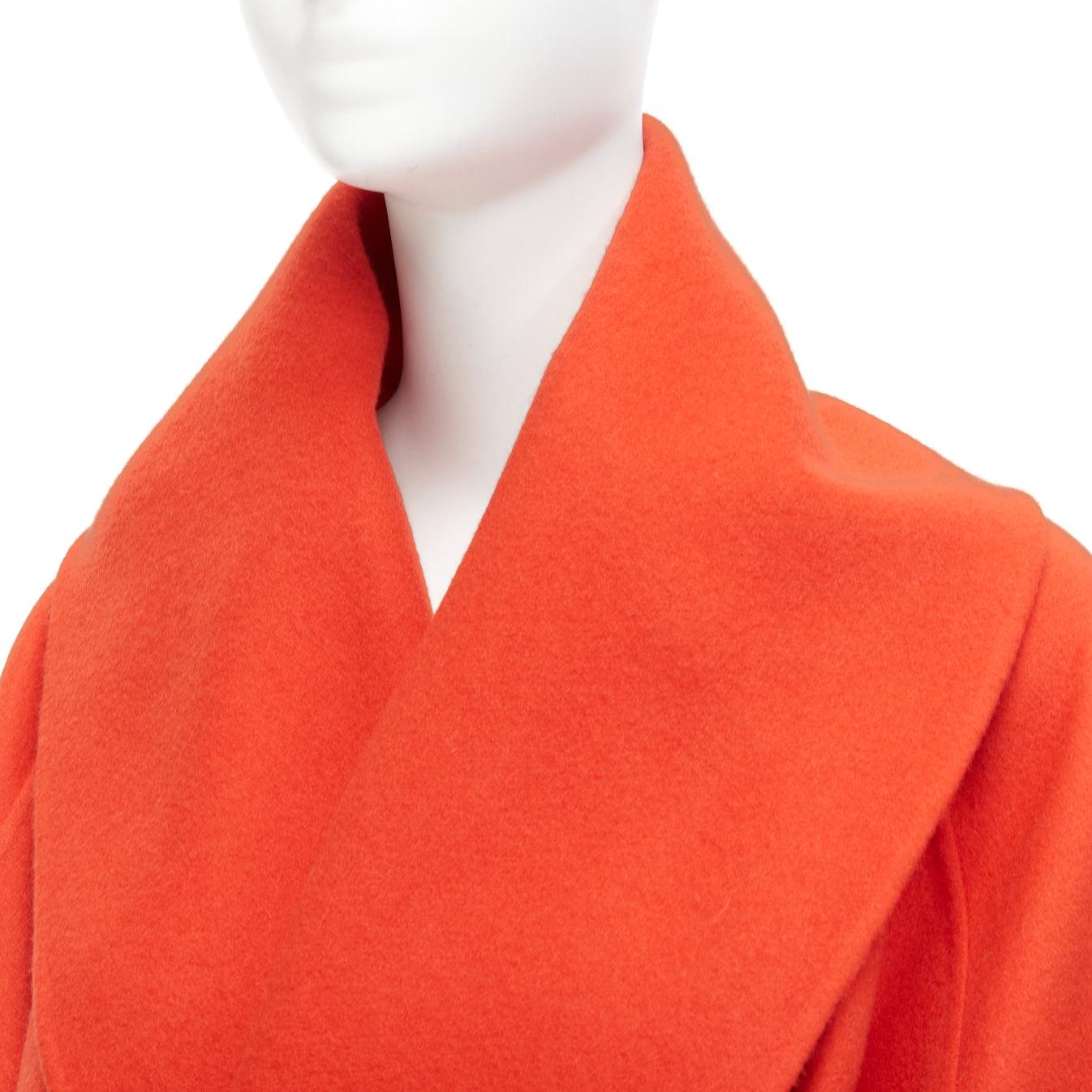 BOTTEGA VENETA red 100% double face cashmere shawl collar belted coat IT38 XS For Sale 3