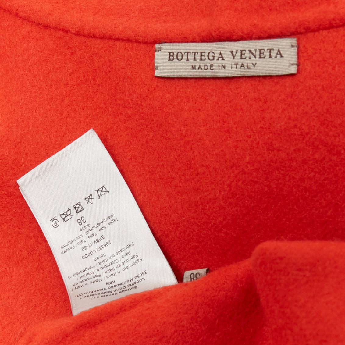 BOTTEGA VENETA red 100% double face cashmere shawl collar belted coat IT38 XS For Sale 5