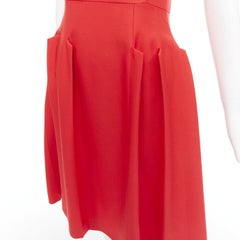 BOTTEGA VENETA rouge 100% laine vierge Robe évasée à encolure ras du cou plissée 3D