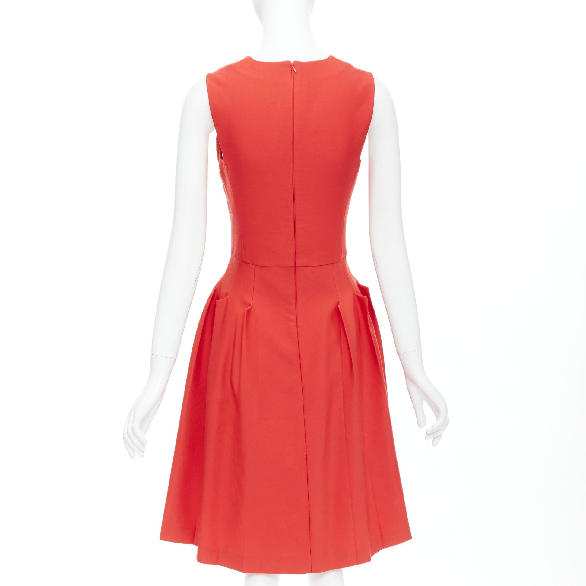 De las mujeres BOTTEGA VENETA vestido acampanado rojo 100% lana virgen con cuello redondo plisado en 3D en venta