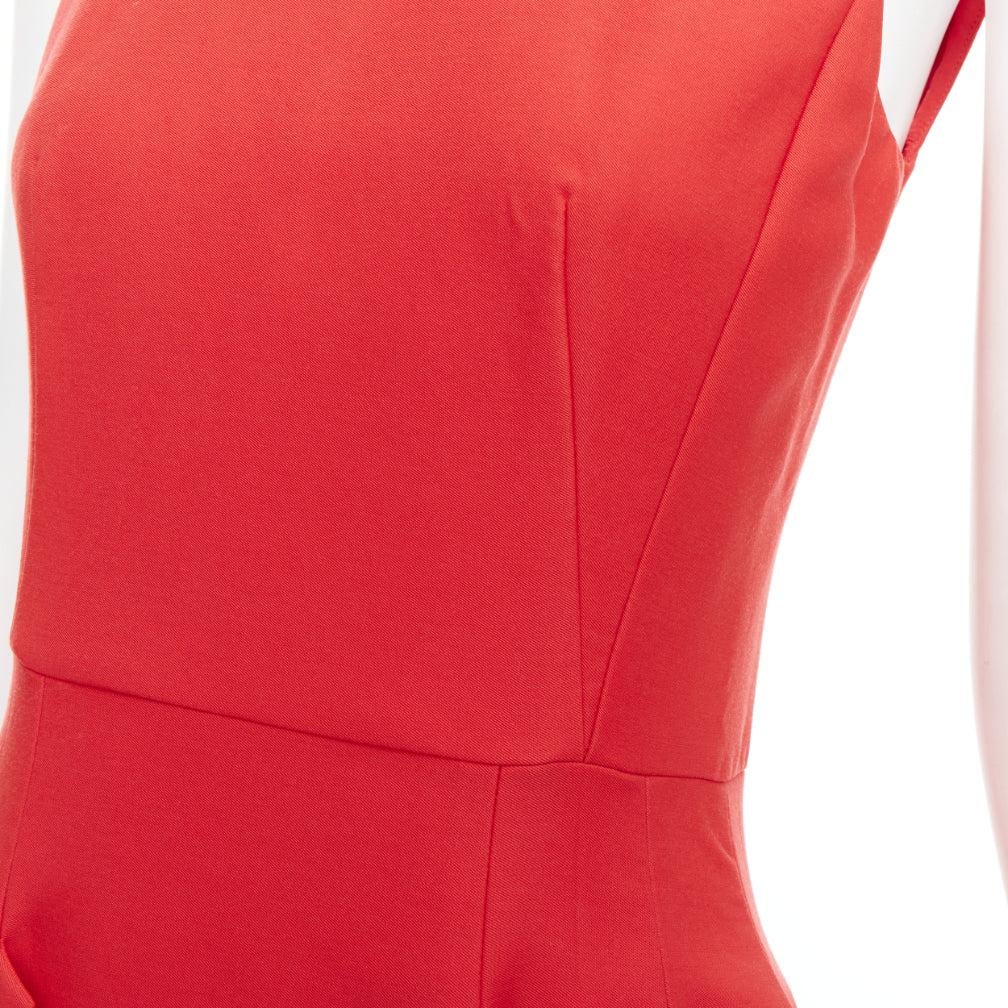 BOTTEGA VENETA vestido acampanado rojo 100% lana virgen con cuello redondo plisado en 3D en venta 2