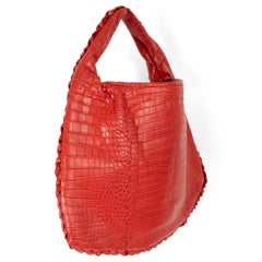 BOTTEGA VENETA red 2010 VENETA MEDIUM CROCODILE Hobo Bag