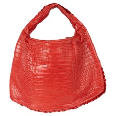 BOTTEGA VENETA red 2010 VENETA MEDIUM CROCODILE Hobo Bag