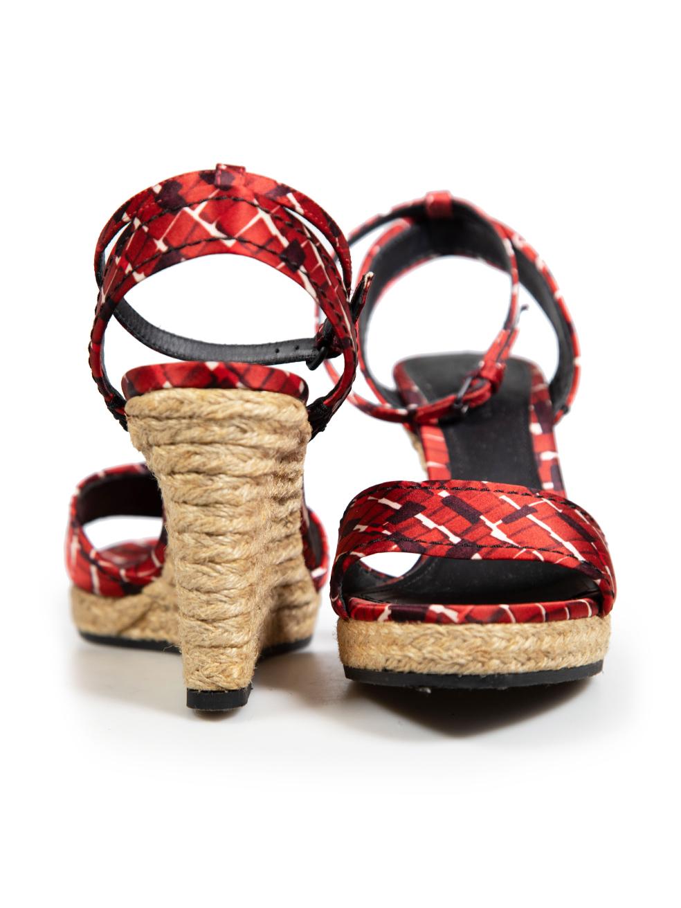 Beige Bottega Veneta Red Abstract Printed Wedge Sandals Size IT 38