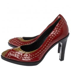 Bottega Veneta Red/Brown Patent Leather Pumps Size 35.5