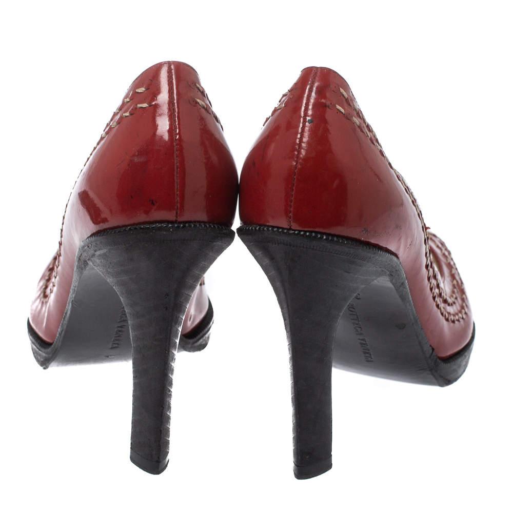 Women's Bottega Veneta Red/Brown Patent Leather Pumps Size 35.5