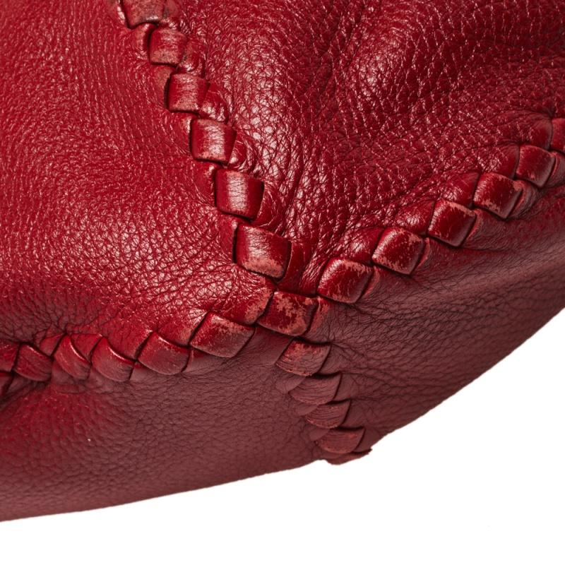 Bottega Veneta Red Cervo Leather Large Baseball Hobo 7