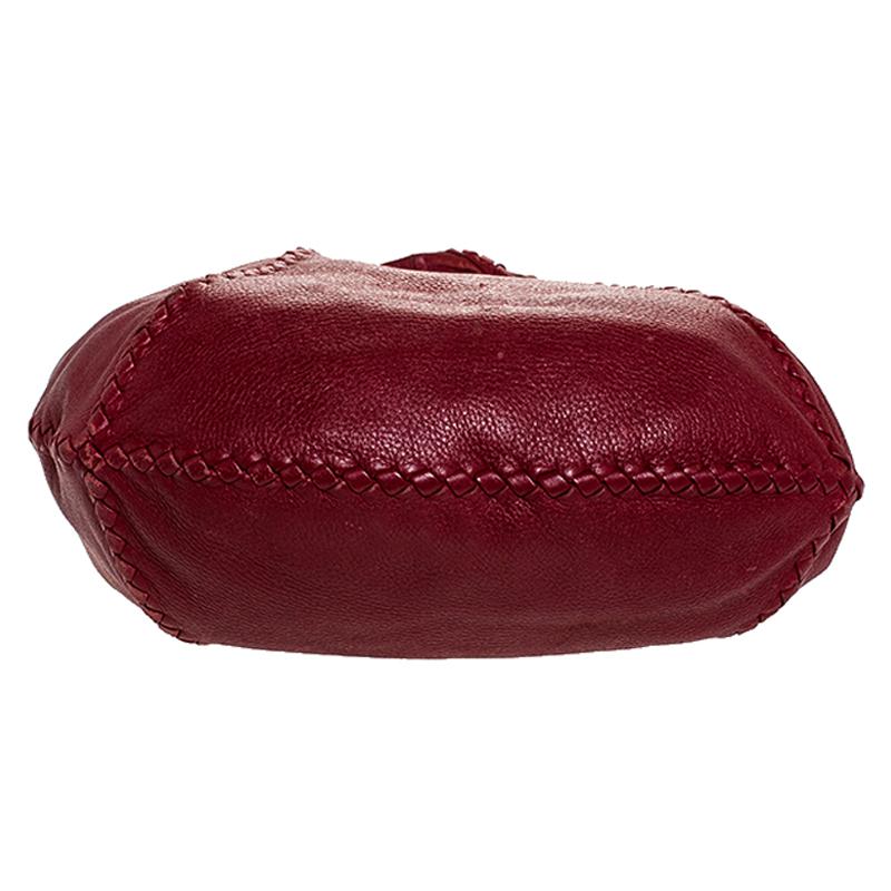 Bottega Veneta Rot Cervo Leder Großer Baseball Hobo 1