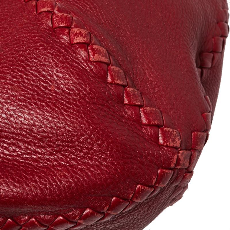 Bottega Veneta Red Cervo Leather Large Baseball Hobo 3