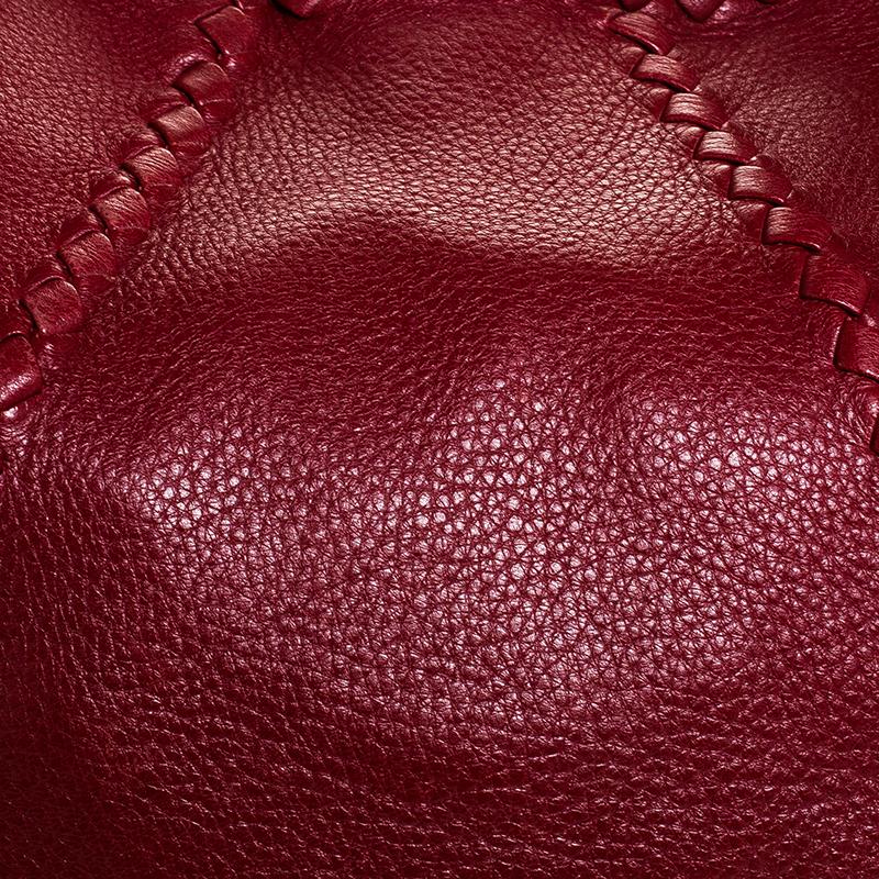 Bottega Veneta Rot Cervo Leder Großer Baseball Hobo 5