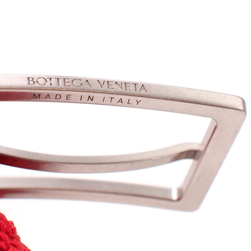 Bottega Veneta Red Cord Woven Belt with Silver-Tone Metal Buckle In Excellent Condition For Sale In London, GB