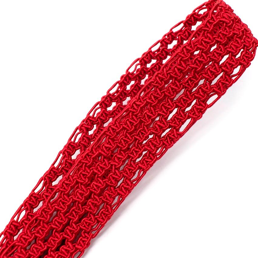 Bottega Veneta Red Cord Woven Belt with Silver-Tone Metal Buckle For Sale 2