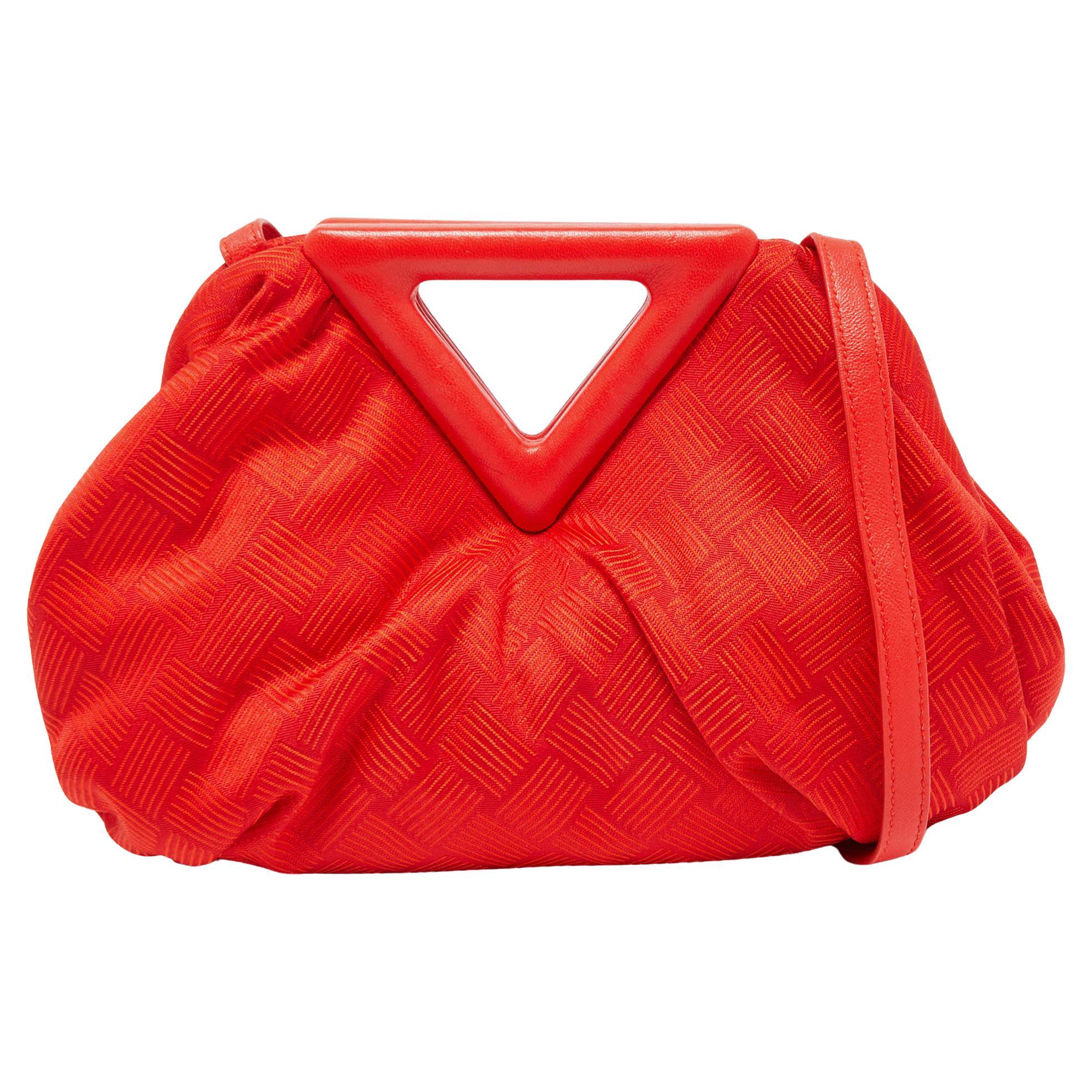 Bottega Veneta Red Increcciato Fabric The Point Triangle Crossbody Bag